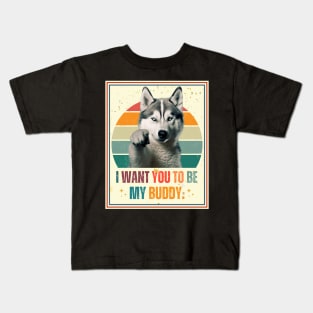 Siberian husky i want you pointing style Kids T-Shirt